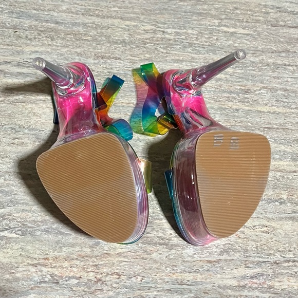 NWOB Azalea Wang Croix Rainbow 🌈 open toe strapped high heels sandals - Picture 15 of 16